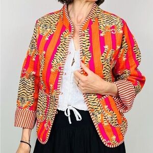 Vibrant Multicolor Women's Tiger Jacket Reversible